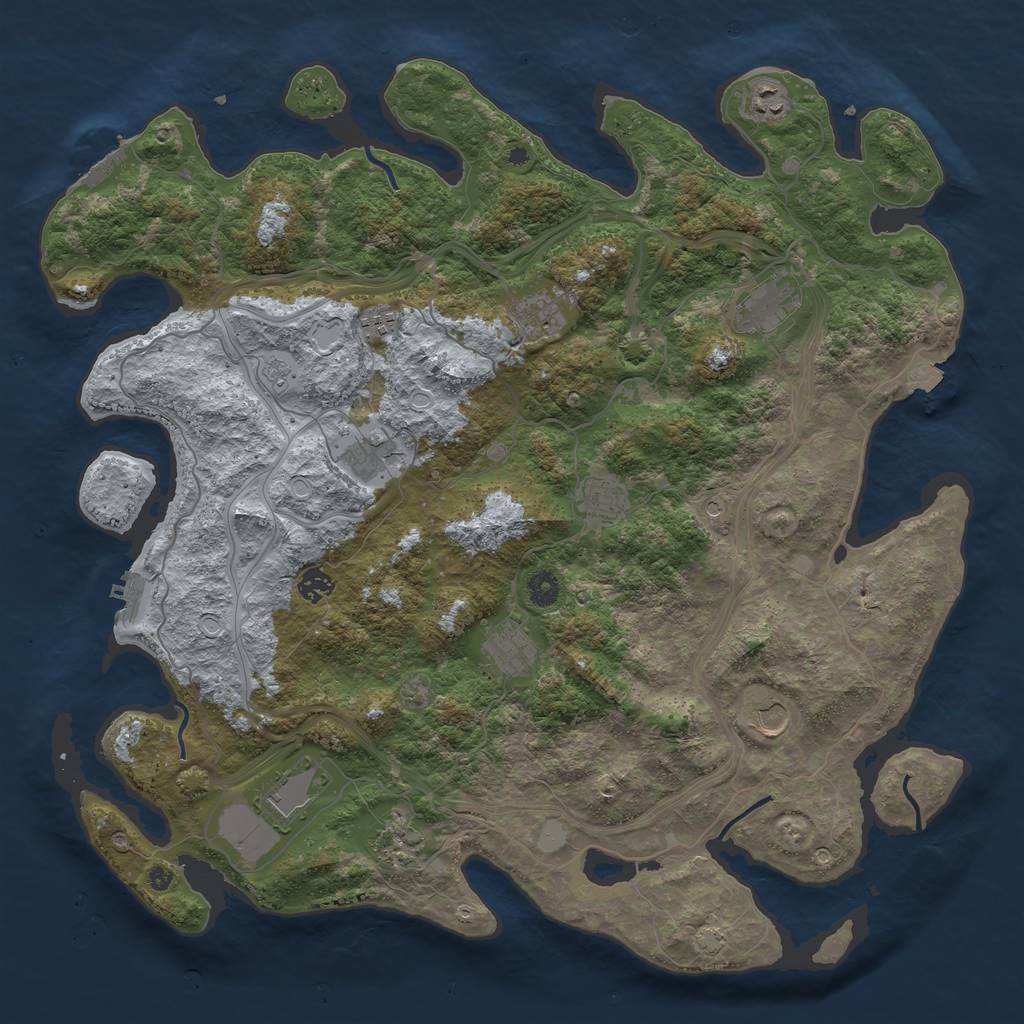 Rust Map: Procedural Map, Size: 4500, Seed: 1294362881, 19 Monuments