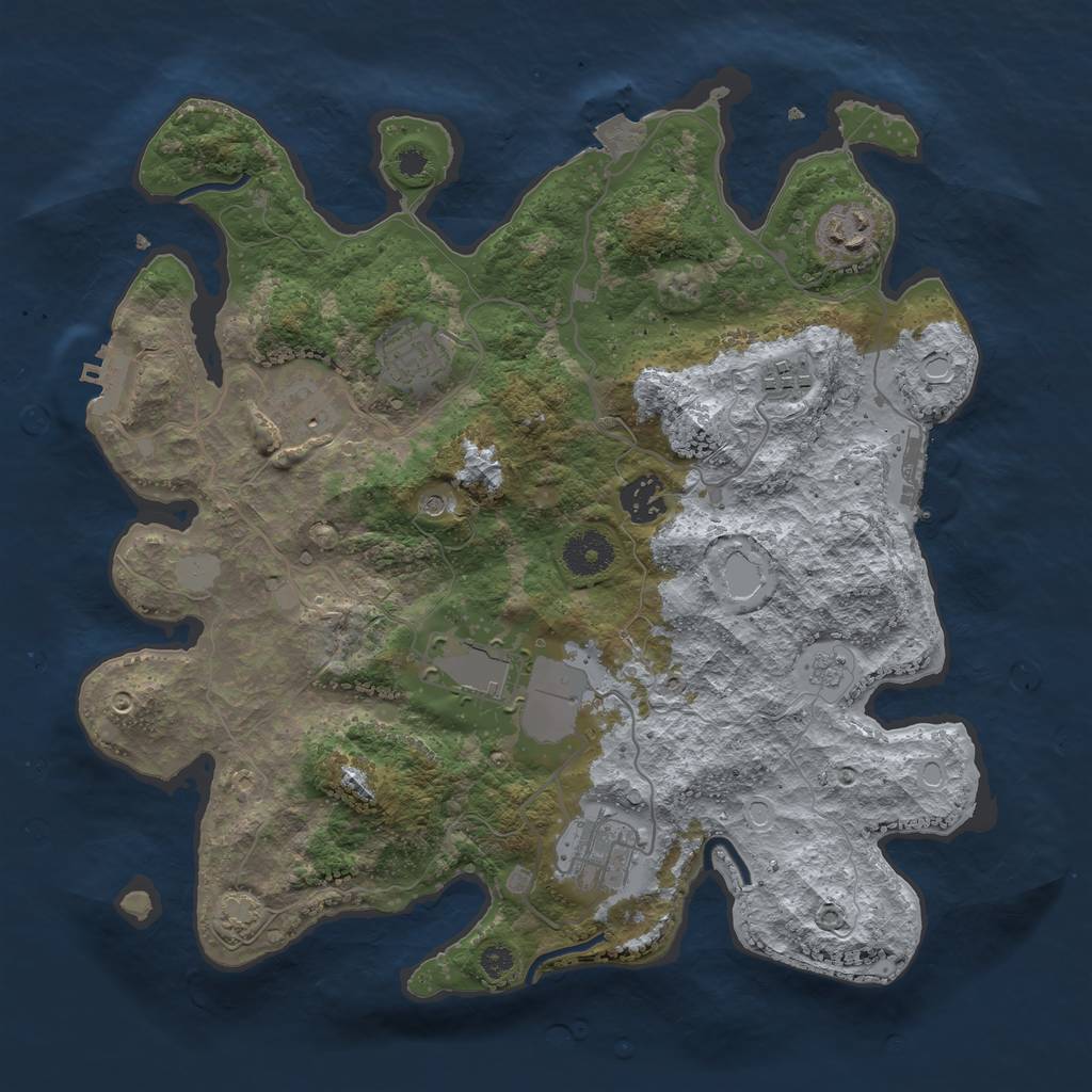 Rust Map: Procedural Map, Size: 3500, Seed: 784223847, 15 Monuments