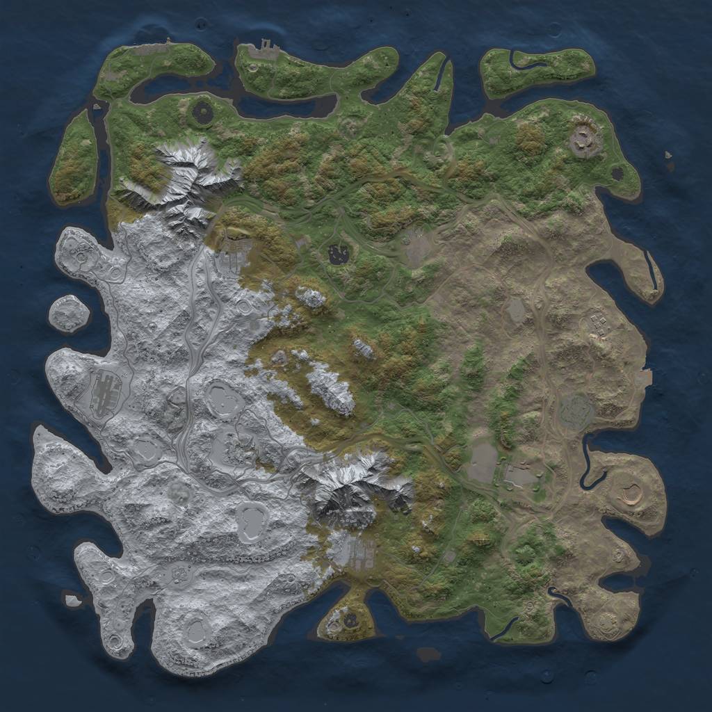 Rust Map: Procedural Map, Size: 5000, Seed: 2147483642, 19 Monuments