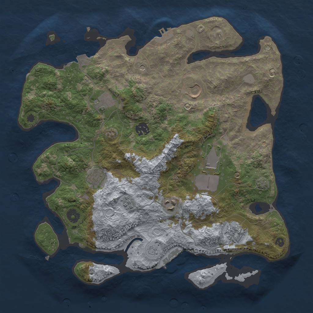 Rust Map: Procedural Map, Size: 3500, Seed: 231390963, 16 Monuments