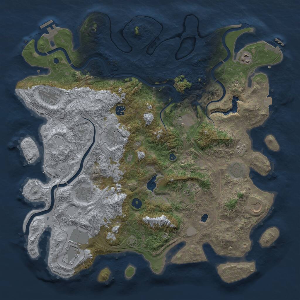 Rust Map: Procedural Map, Size: 4400, Seed: 52774634, 17 Monuments