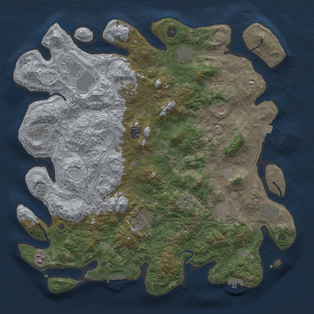 Rust Map: Procedural Map, Size: 4500, Seed: 1186192073, 19 Monuments