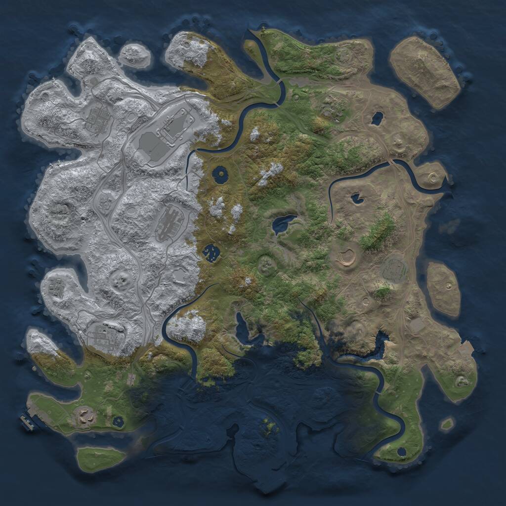 Rust Map: Procedural Map, Size: 4500, Seed: 1186192073, 16 Monuments