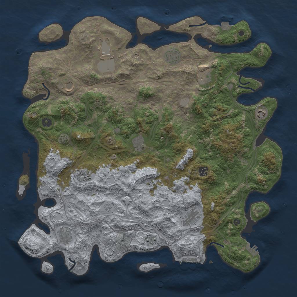 Rust Map: Procedural Map, Size: 4500, Seed: 1240743184, 19 Monuments