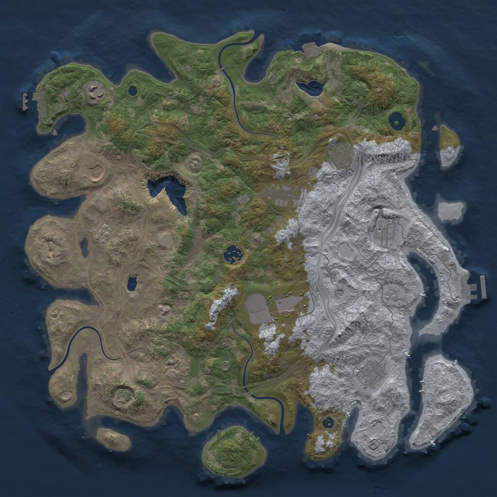 Rust Map: Procedural Map, Size: 4300, Seed: 695372690, 16 Monuments