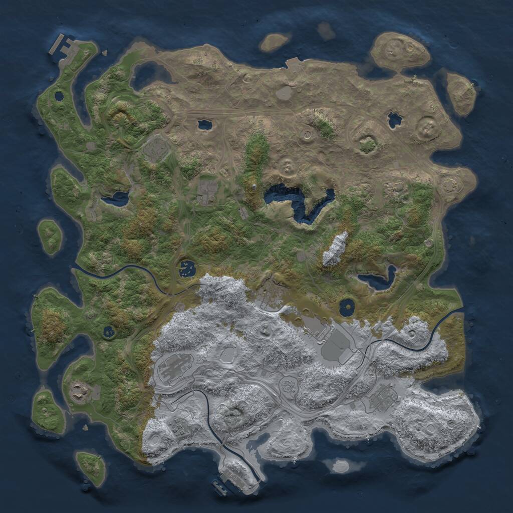 Rust Map: Procedural Map, Size: 4500, Seed: 5048997, 16 Monuments