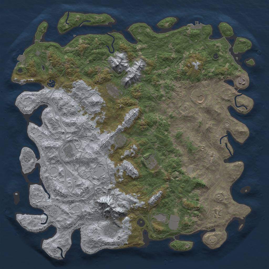 Rust Map: Procedural Map, Size: 5000, Seed: 19530, 18 Monuments