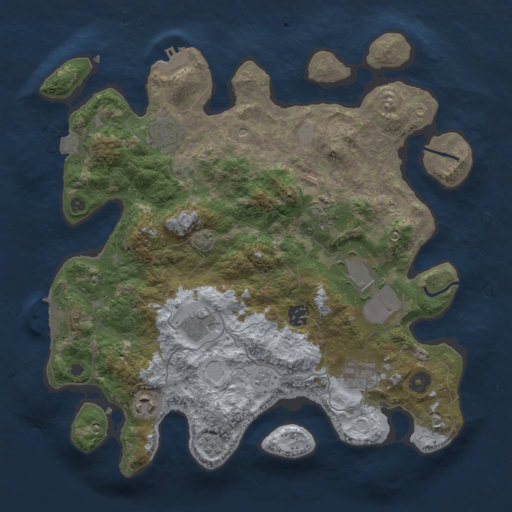 Rust Map: Procedural Map, Size: 3500, Seed: 2106026336, 16 Monuments