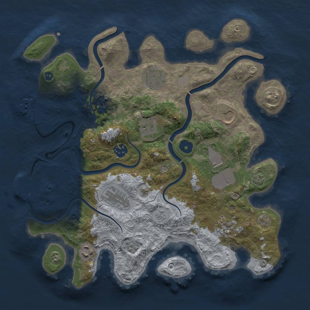 Rust Map: Procedural Map, Size: 3500, Seed: 2106026336, 15 Monuments