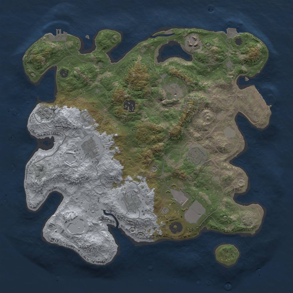 Rust Map: Procedural Map, Size: 3500, Seed: 772963407, 16 Monuments