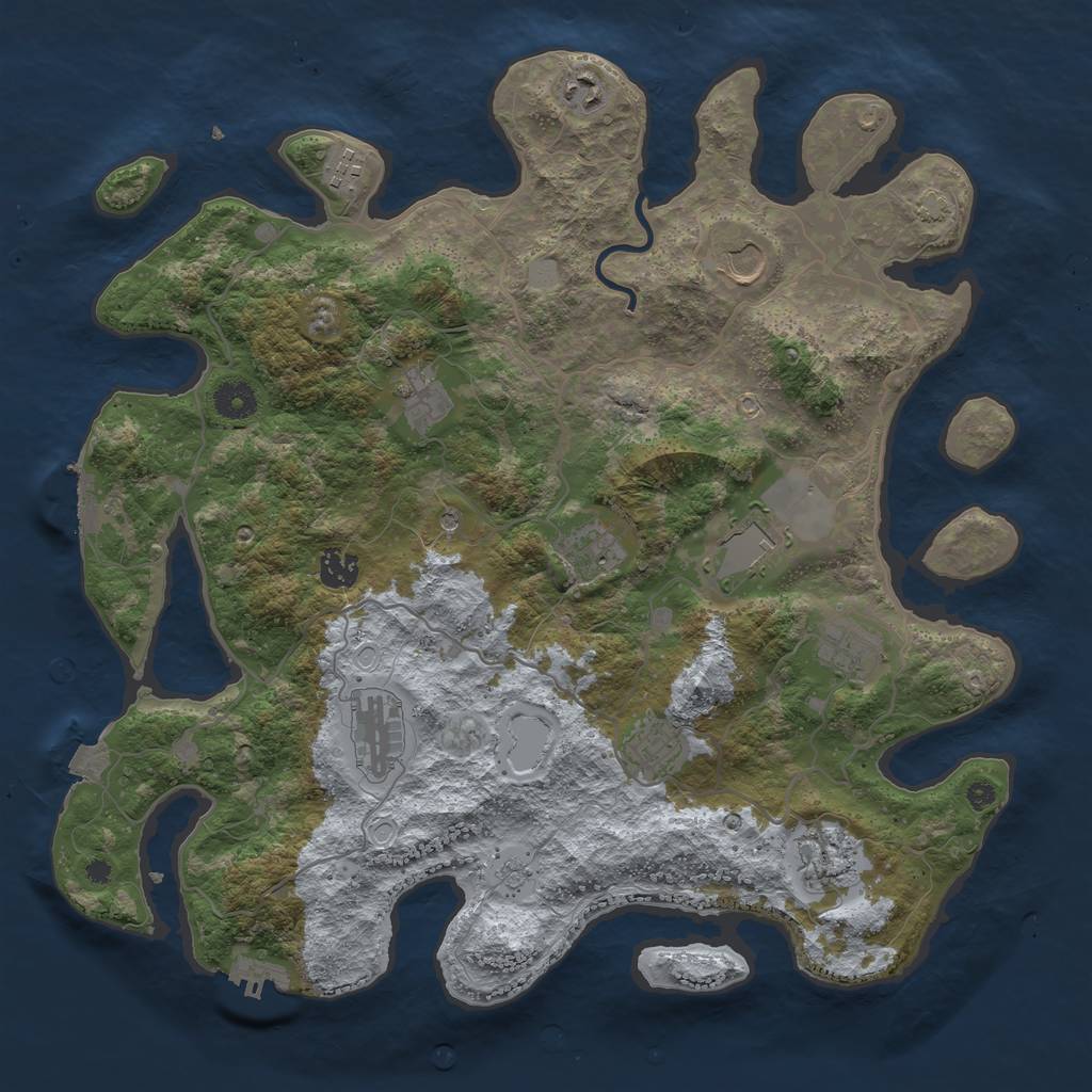 Rust Map: Procedural Map, Size: 4000, Seed: 1992869543, 19 Monuments