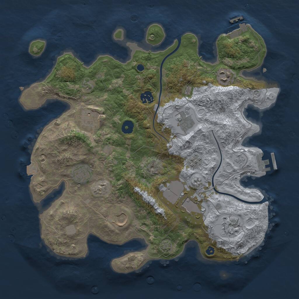 Rust Map: Procedural Map, Size: 3500, Seed: 1779313673, 15 Monuments