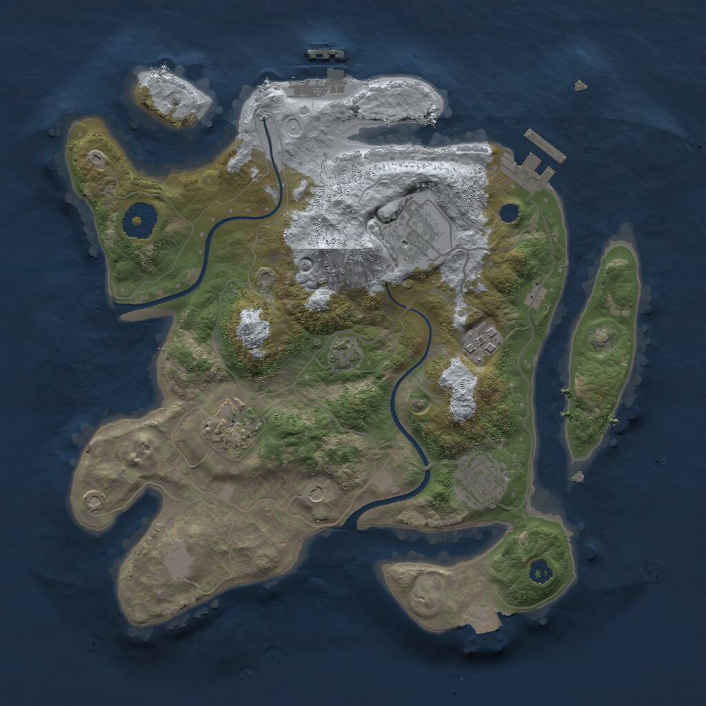 Rust Map: Procedural Map, Size: 3000, Seed: 32116, 9 Monuments