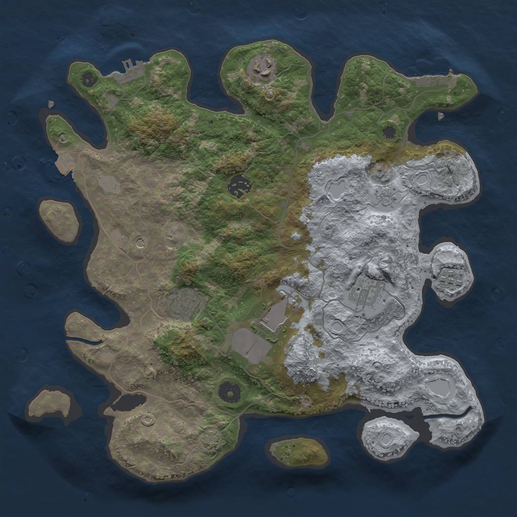 Rust Map: Procedural Map, Size: 3500, Seed: 297735309, 14 Monuments