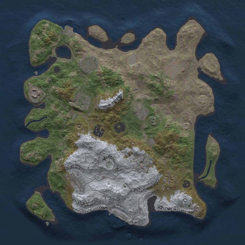 Rust Map: Procedural Map, Size: 3300, Seed: 1861236734, 15 Monuments