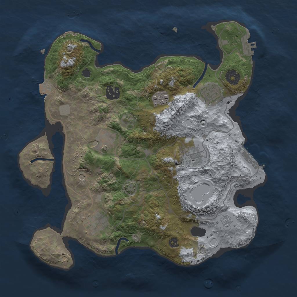 Rust Map: Procedural Map, Size: 3000, Seed: 2121665161, 14 Monuments