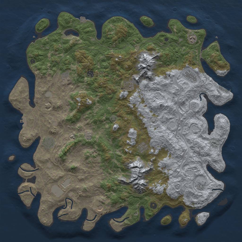 Rust Map: Procedural Map, Size: 5250, Seed: 555888222, 19 Monuments