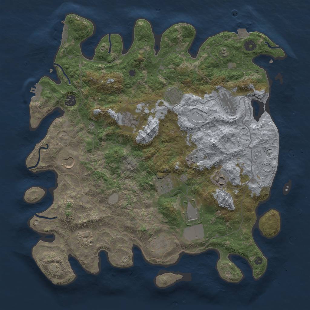 Rust Map: Procedural Map, Size: 4000, Seed: 1847487862, 19 Monuments