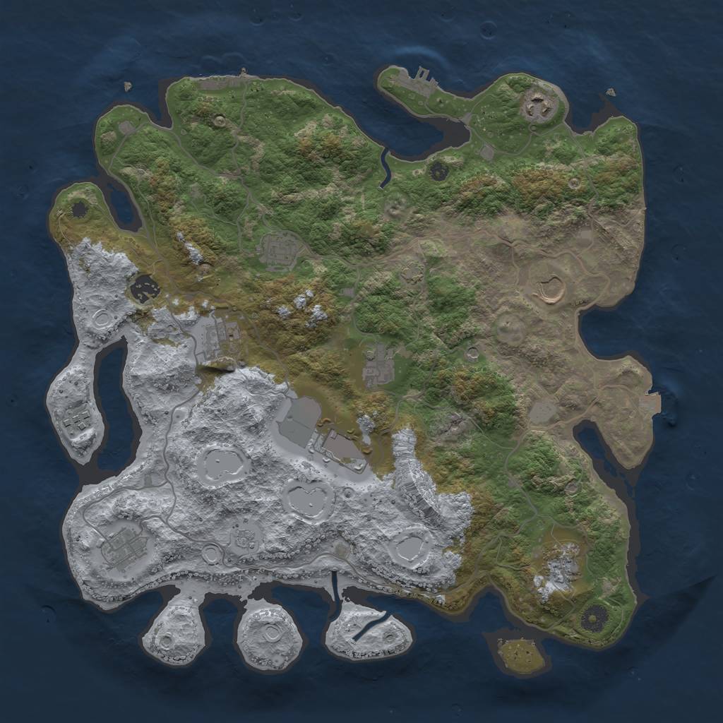 Rust Map: Procedural Map, Size: 4000, Seed: 4202024, 18 Monuments