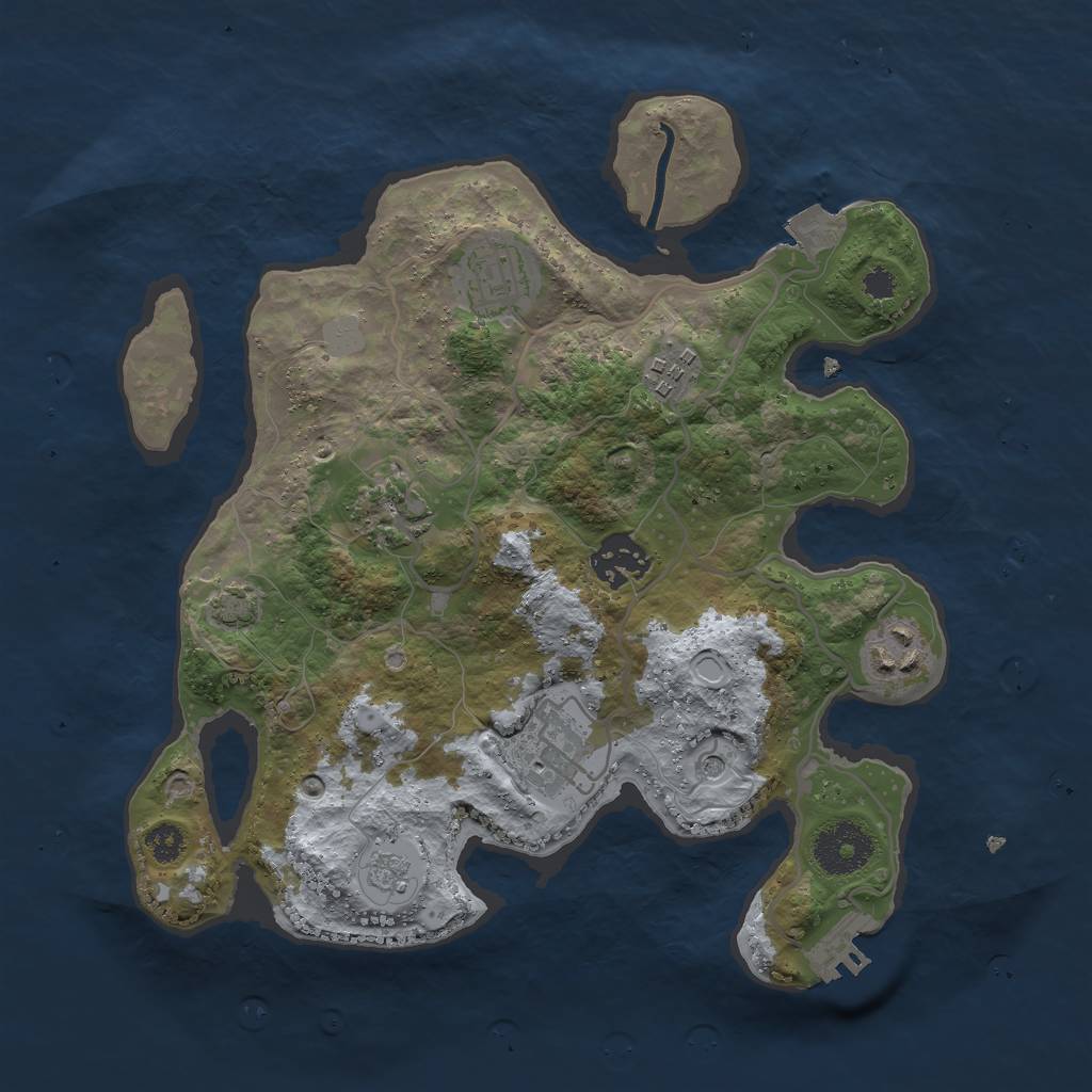 Rust Map: Procedural Map, Size: 3000, Seed: 2141157405, 13 Monuments