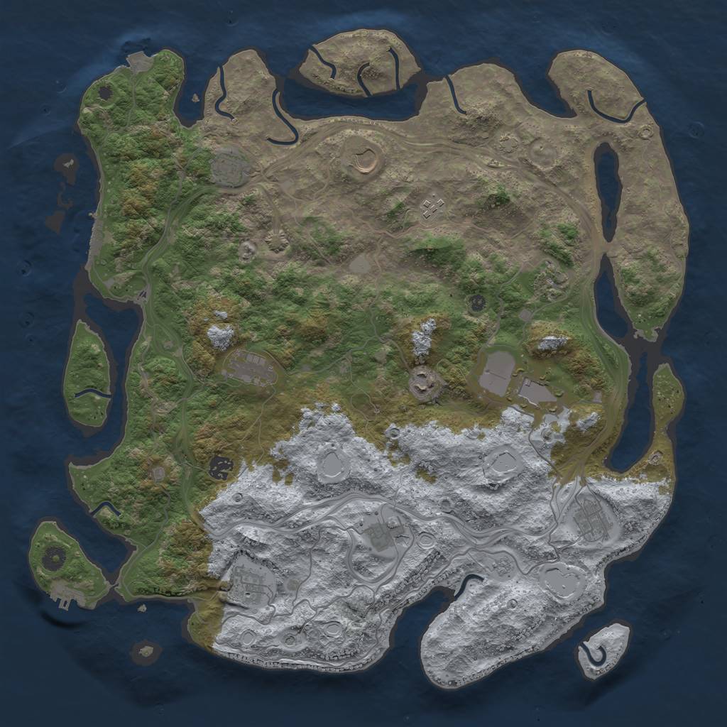 Rust Map: Procedural Map, Size: 4500, Seed: 252343394, 19 Monuments