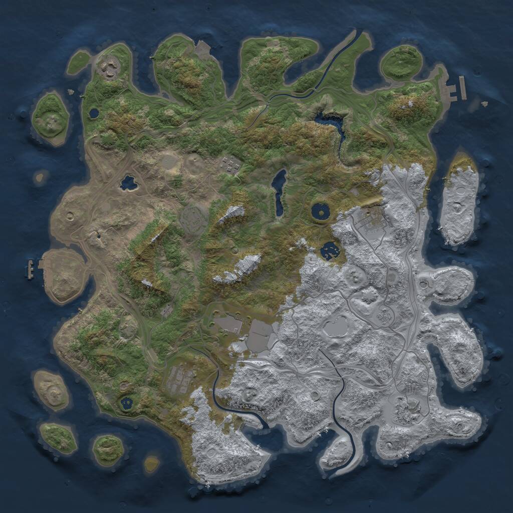 Rust Map: Procedural Map, Size: 4250, Seed: 1865331009, 14 Monuments