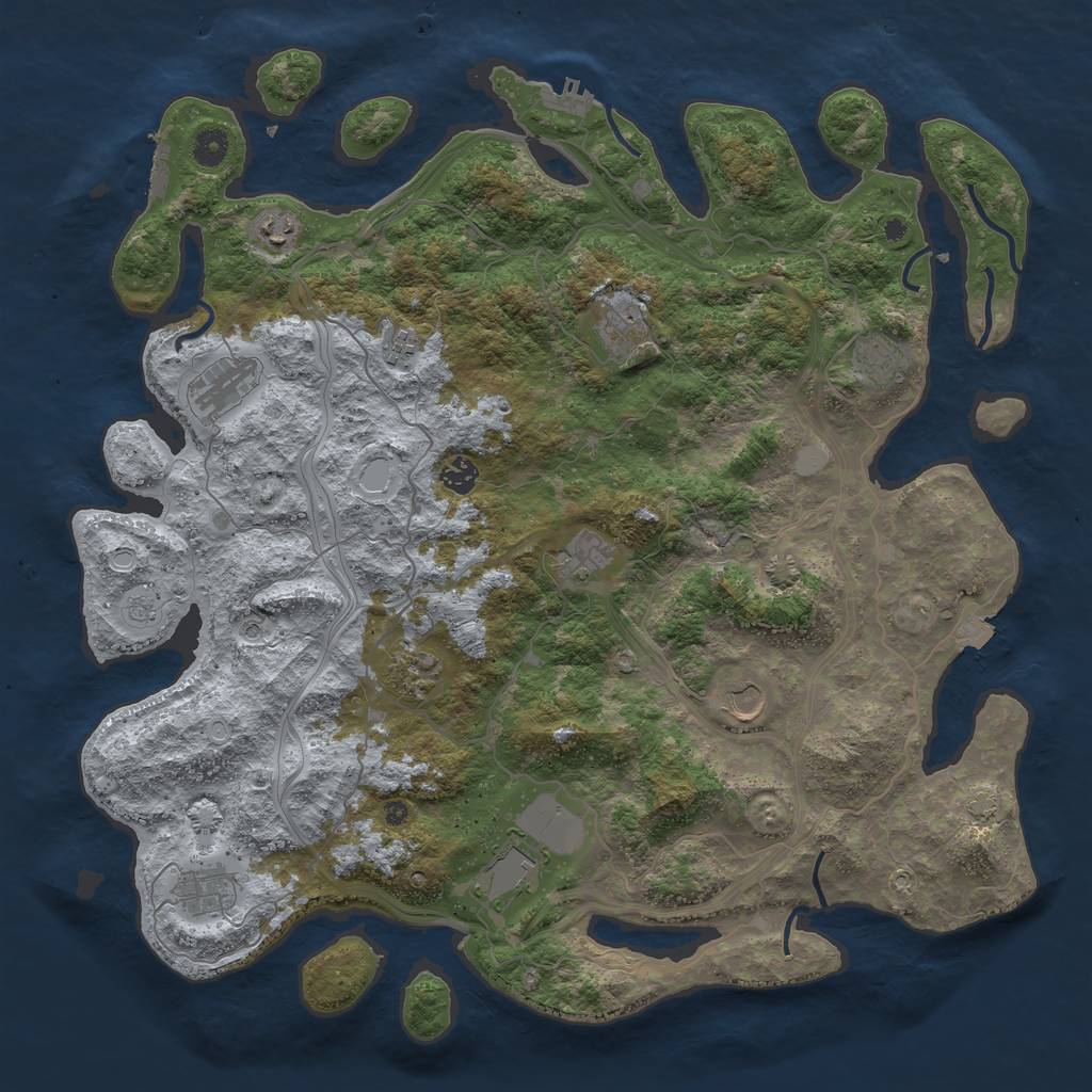 Rust Map: Procedural Map, Size: 4500, Seed: 367026327, 19 Monuments