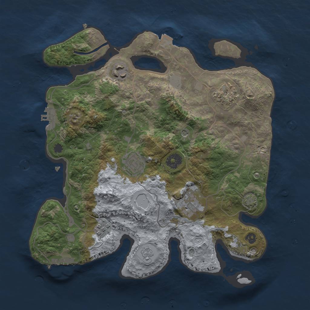 Rust Map: Procedural Map, Size: 3000, Seed: 33857, 13 Monuments