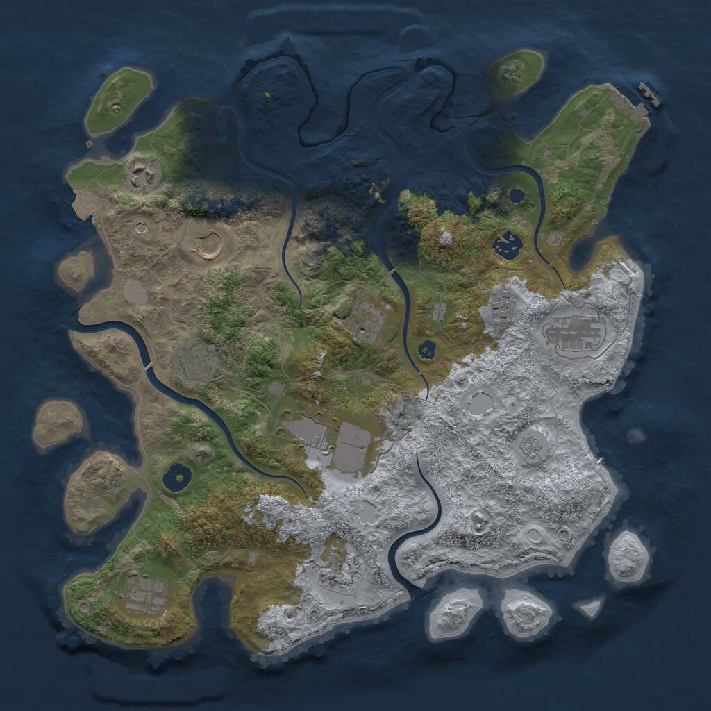 Rust Map: Procedural Map, Size: 3900, Seed: 3850, 15 Monuments