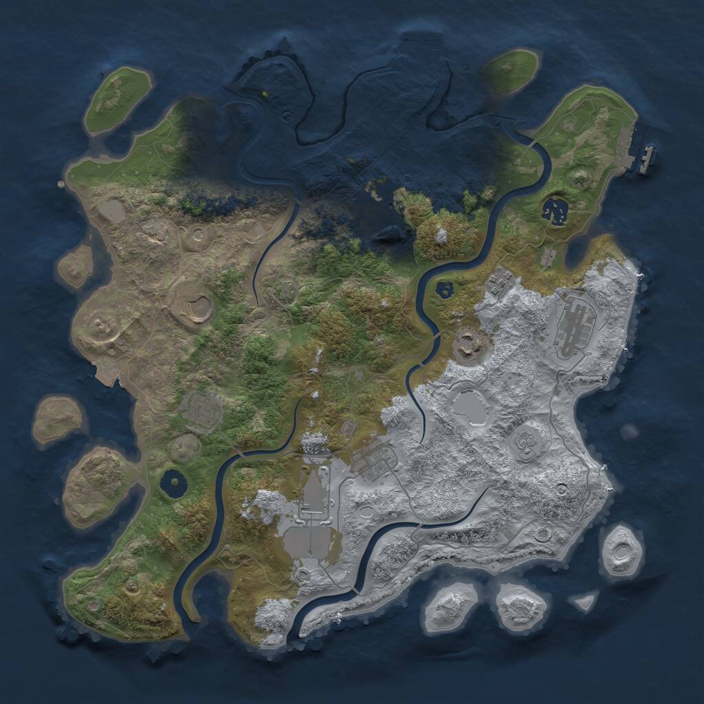 Rust Map: Procedural Map, Size: 3900, Seed: 3850, 15 Monuments