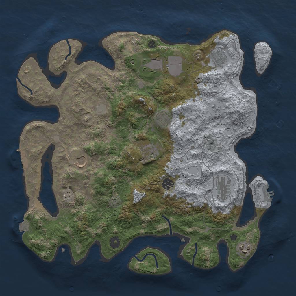 Rust Map: Procedural Map, Size: 3850, Seed: 73235133, 17 Monuments