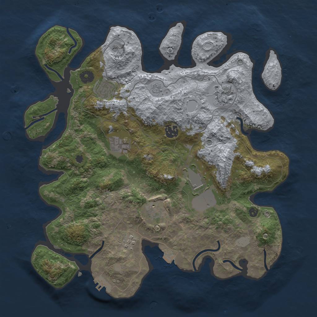 Rust Map: Procedural Map, Size: 3500, Seed: 307784227, 14 Monuments