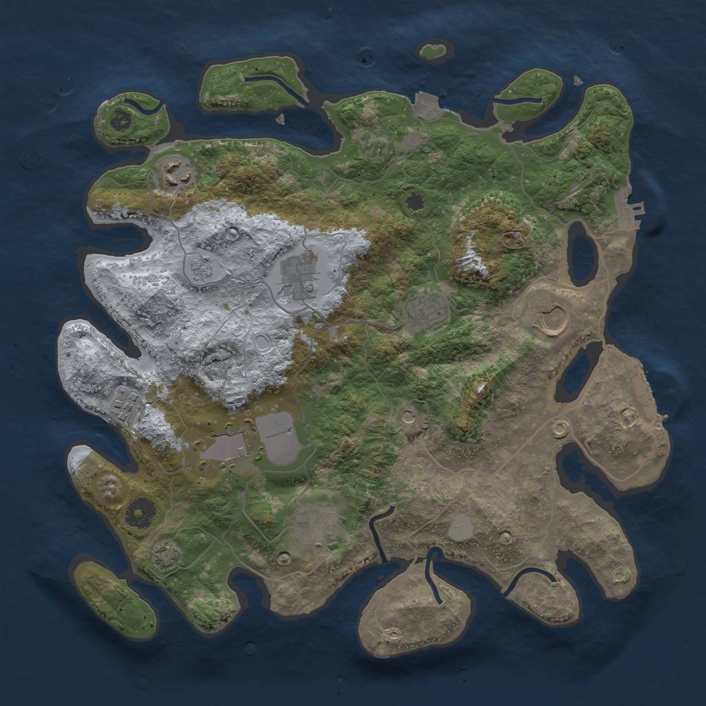 Rust Map: Procedural Map, Size: 3500, Seed: 598157283, 15 Monuments