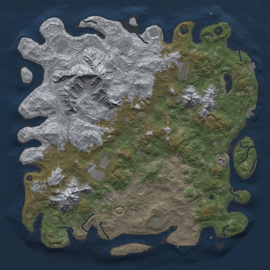 Rust Map: Procedural Map, Size: 5000, Seed: 2049399722, 19 Monuments