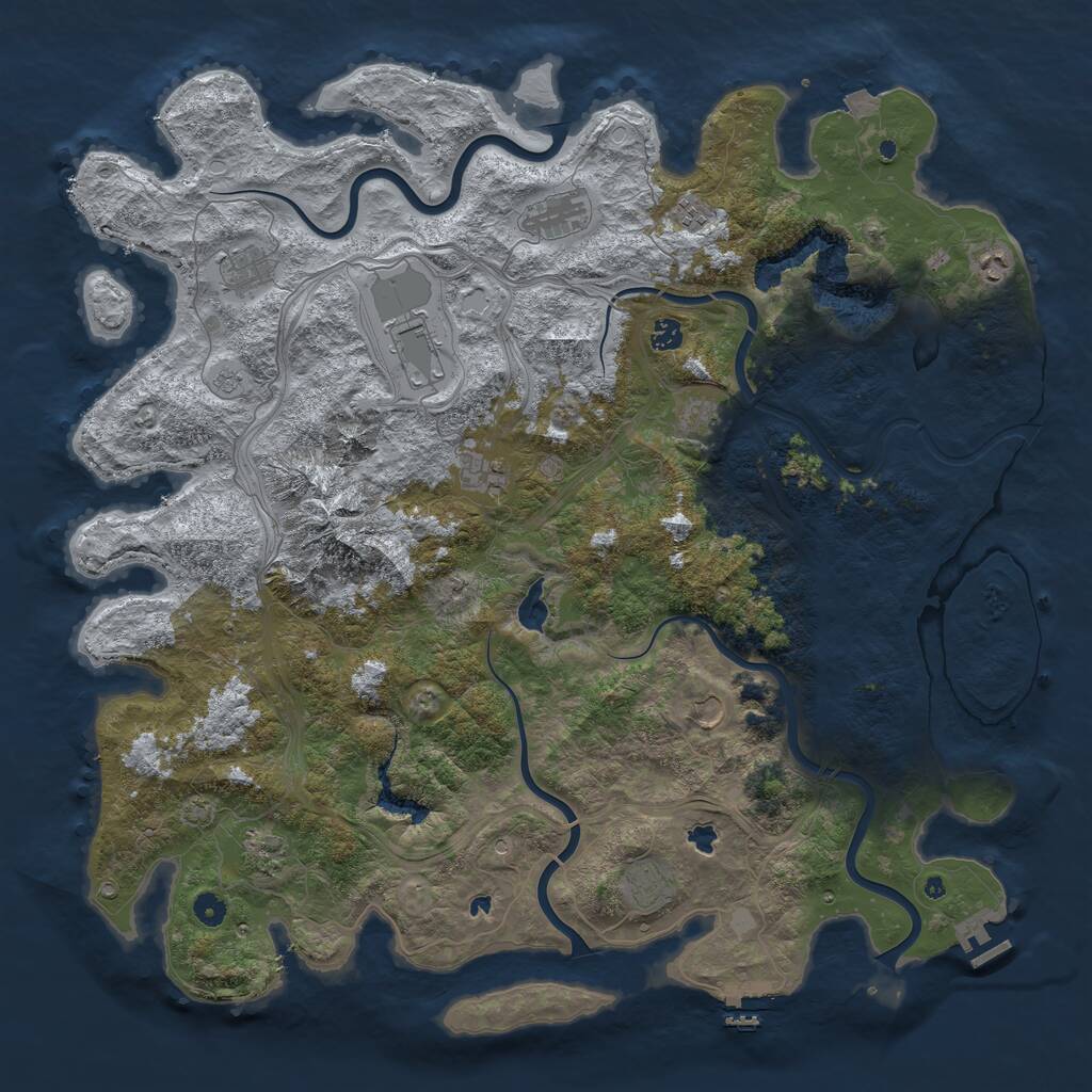 Rust Map: Procedural Map, Size: 5000, Seed: 2049399722, 17 Monuments