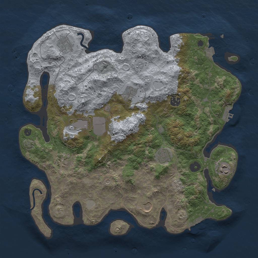 Rust Map: Procedural Map, Size: 3700, Seed: 43755142, 17 Monuments