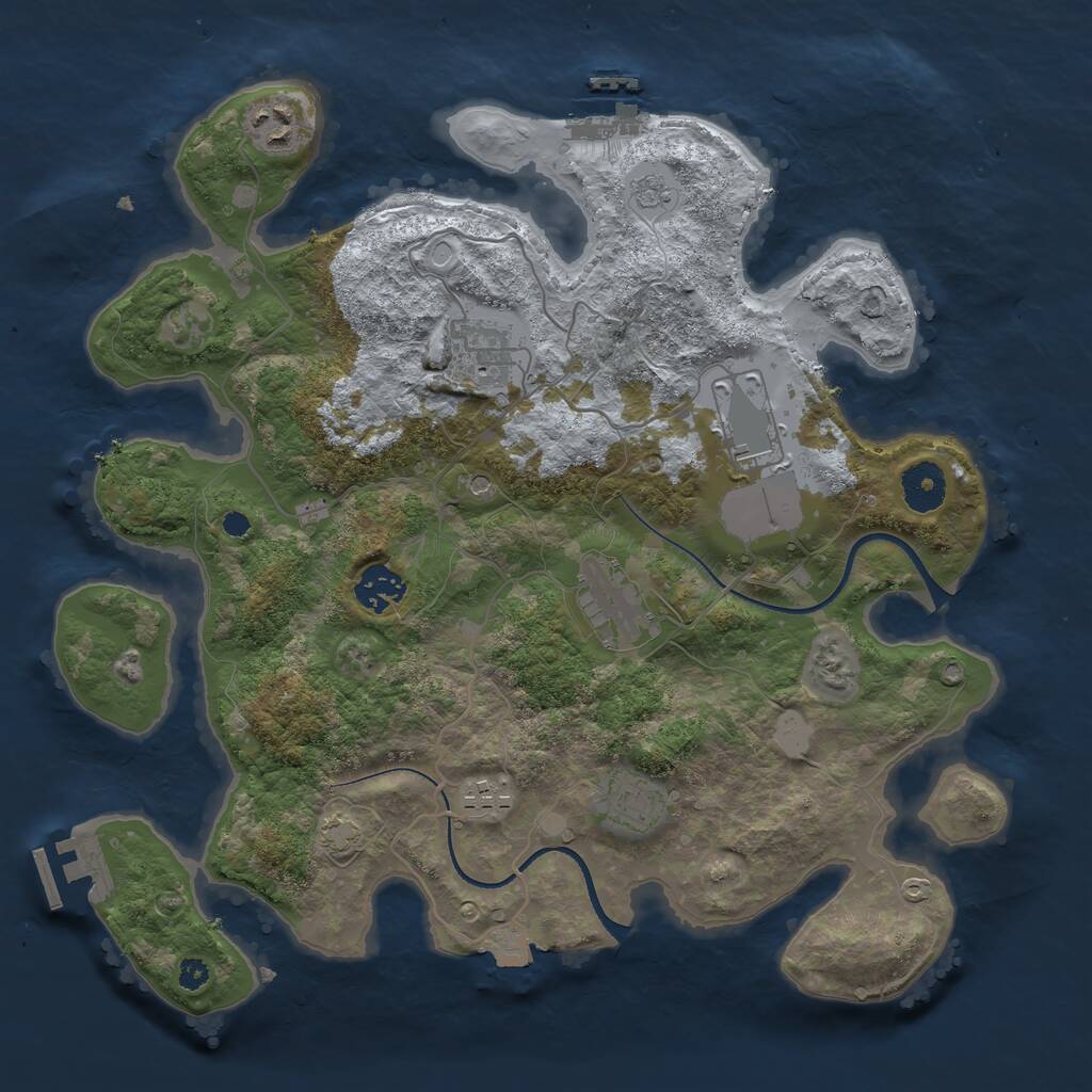 Rust Map: Procedural Map, Size: 3500, Seed: 656321184, 13 Monuments