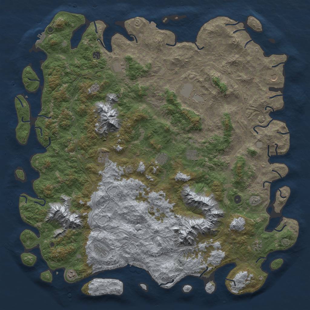 Rust Map: Procedural Map, Size: 6000, Seed: 1395676655, 19 Monuments