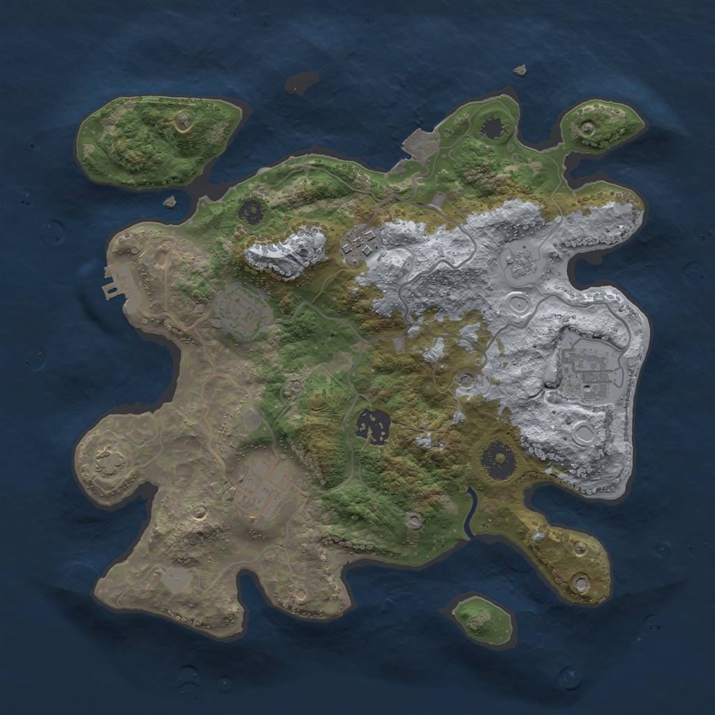 Rust Map: Procedural Map, Size: 3000, Seed: 33546, 12 Monuments