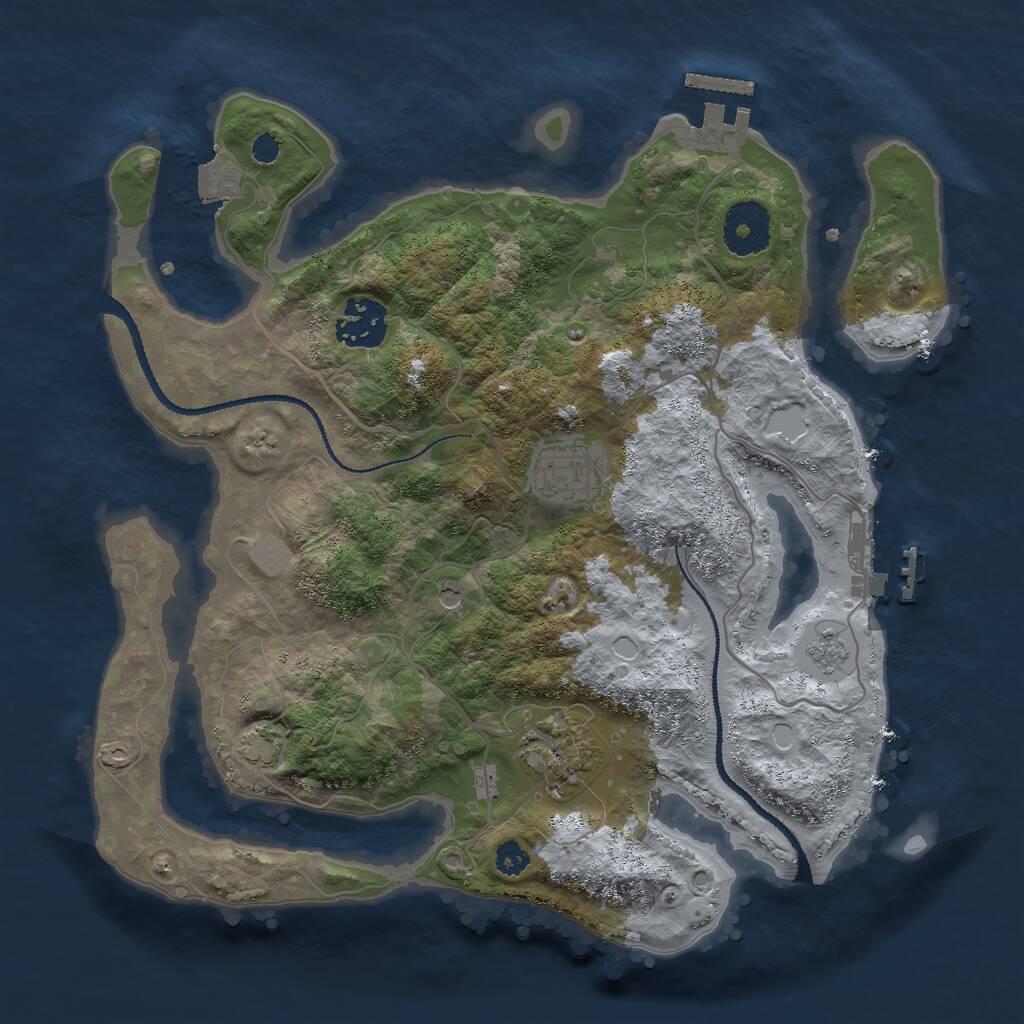 Rust Map: Procedural Map, Size: 3000, Seed: 212150242, 9 Monuments