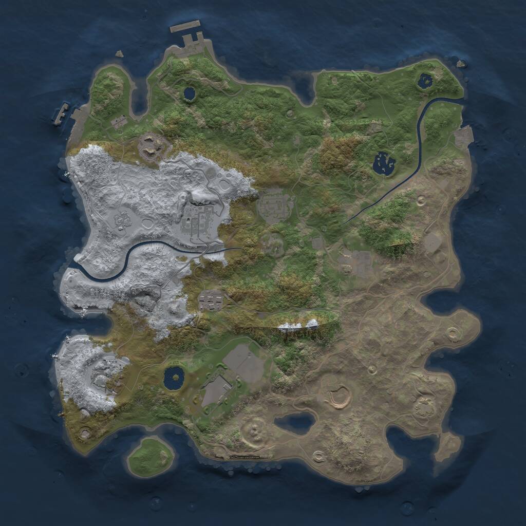 Rust Map: Procedural Map, Size: 3500, Seed: 1819987320, 14 Monuments