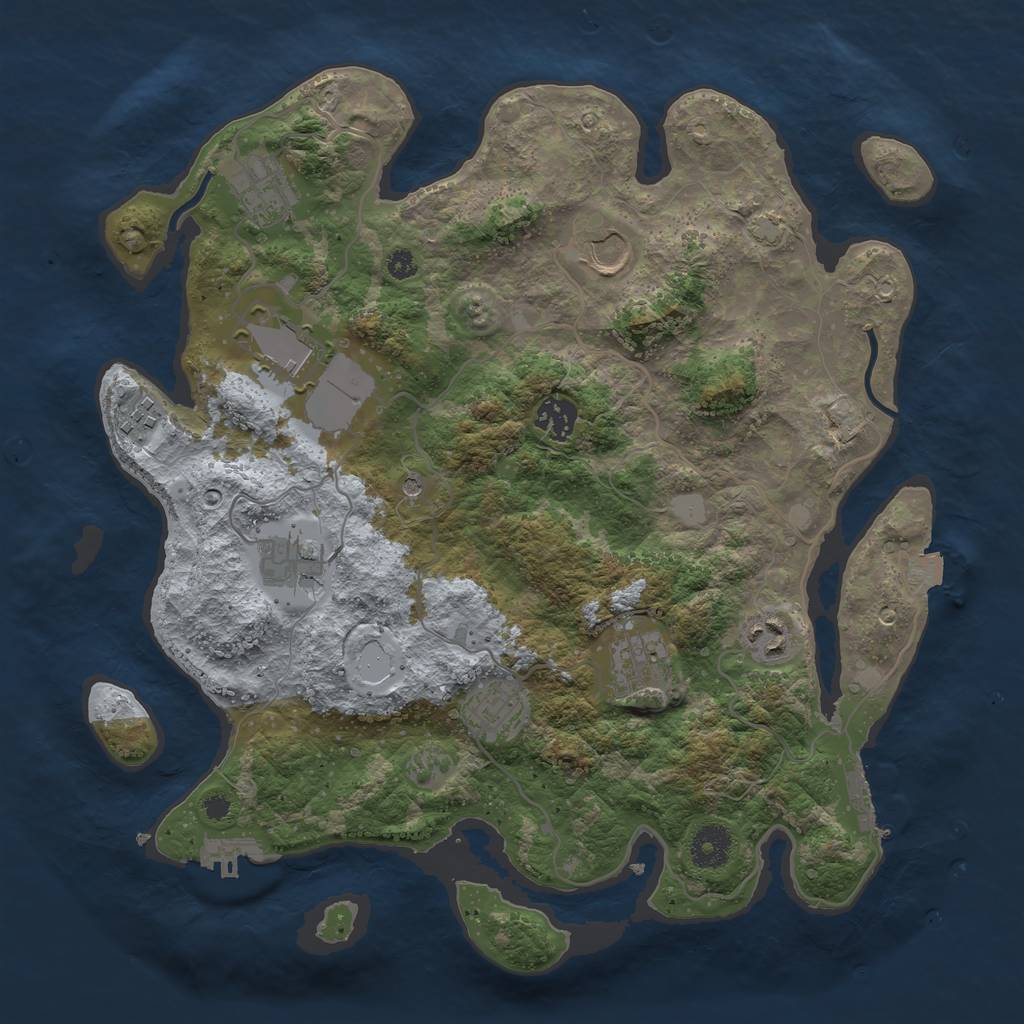 Rust Map: Procedural Map, Size: 3600, Seed: 45917348, 16 Monuments