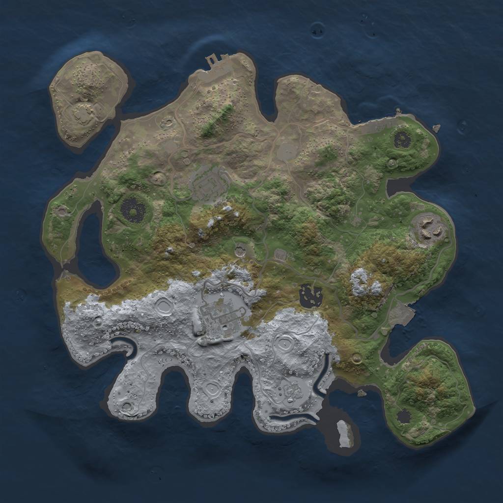 Rust Map: Procedural Map, Size: 3000, Seed: 7890, 12 Monuments