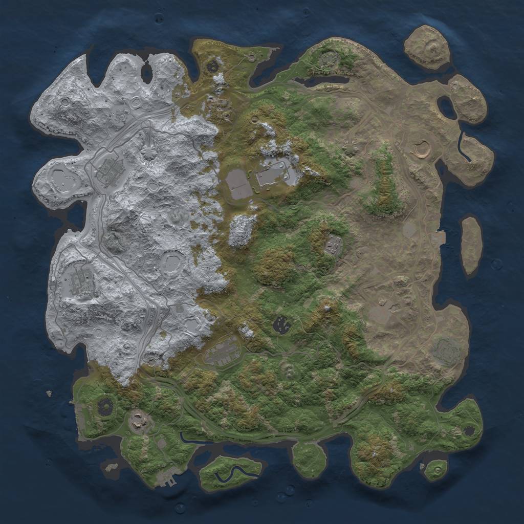 Rust Map: Procedural Map, Size: 4500, Seed: 258457980, 19 Monuments