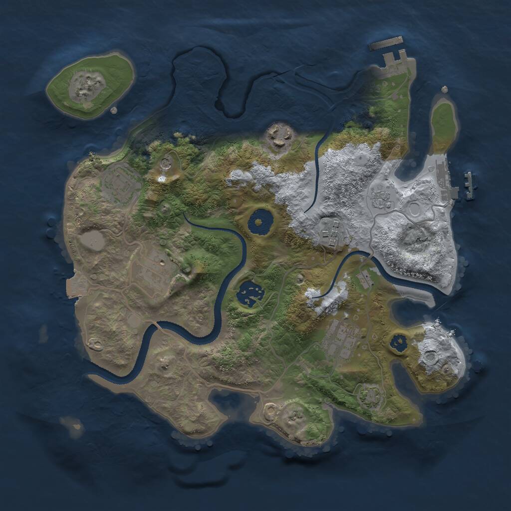Rust Map: Procedural Map, Size: 3000, Seed: 1409699442, 12 Monuments
