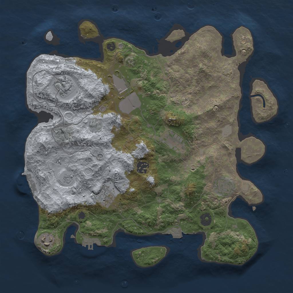 Rust Map: Procedural Map, Size: 3500, Seed: 1325811087, 15 Monuments