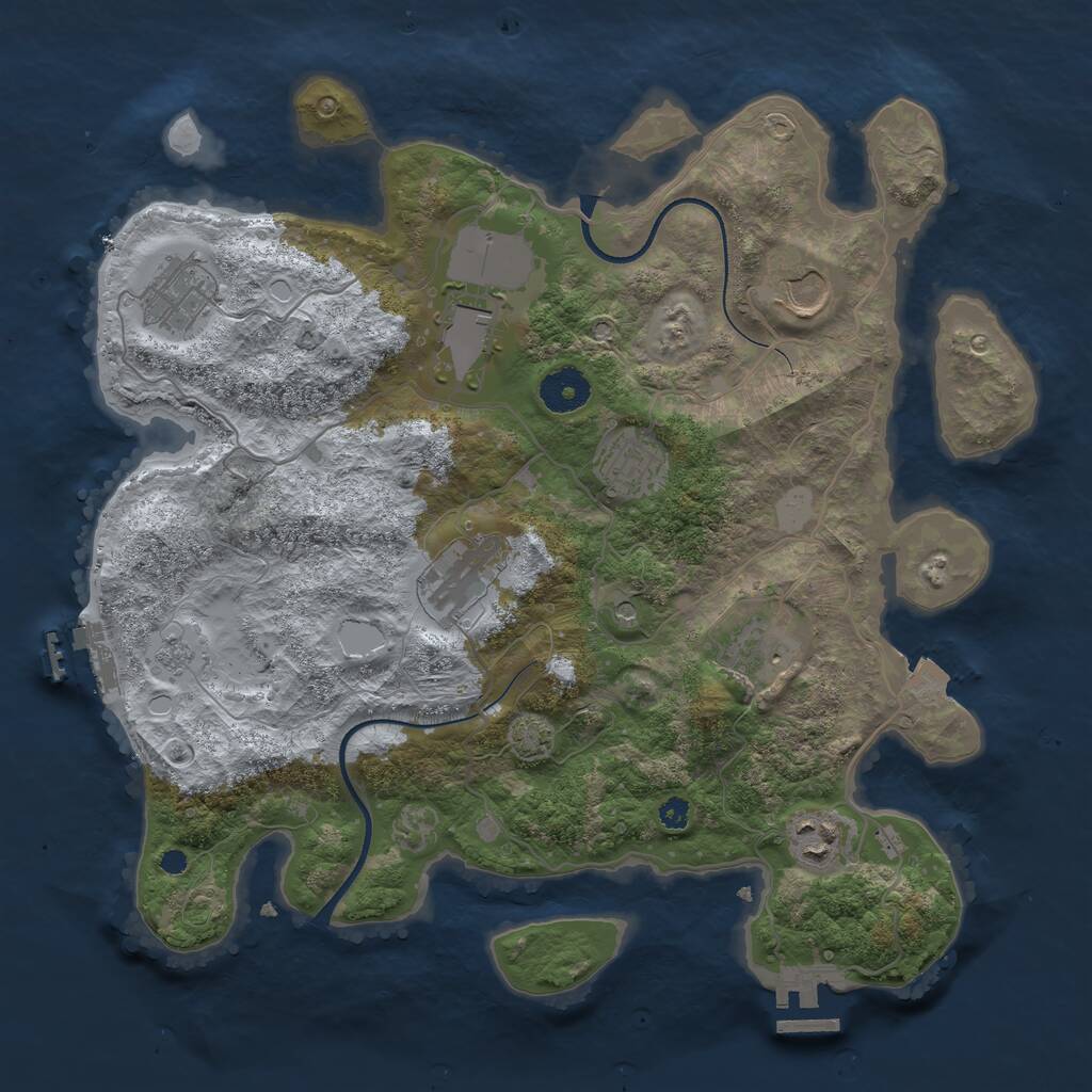 Rust Map: Procedural Map, Size: 3500, Seed: 1325811087, 13 Monuments