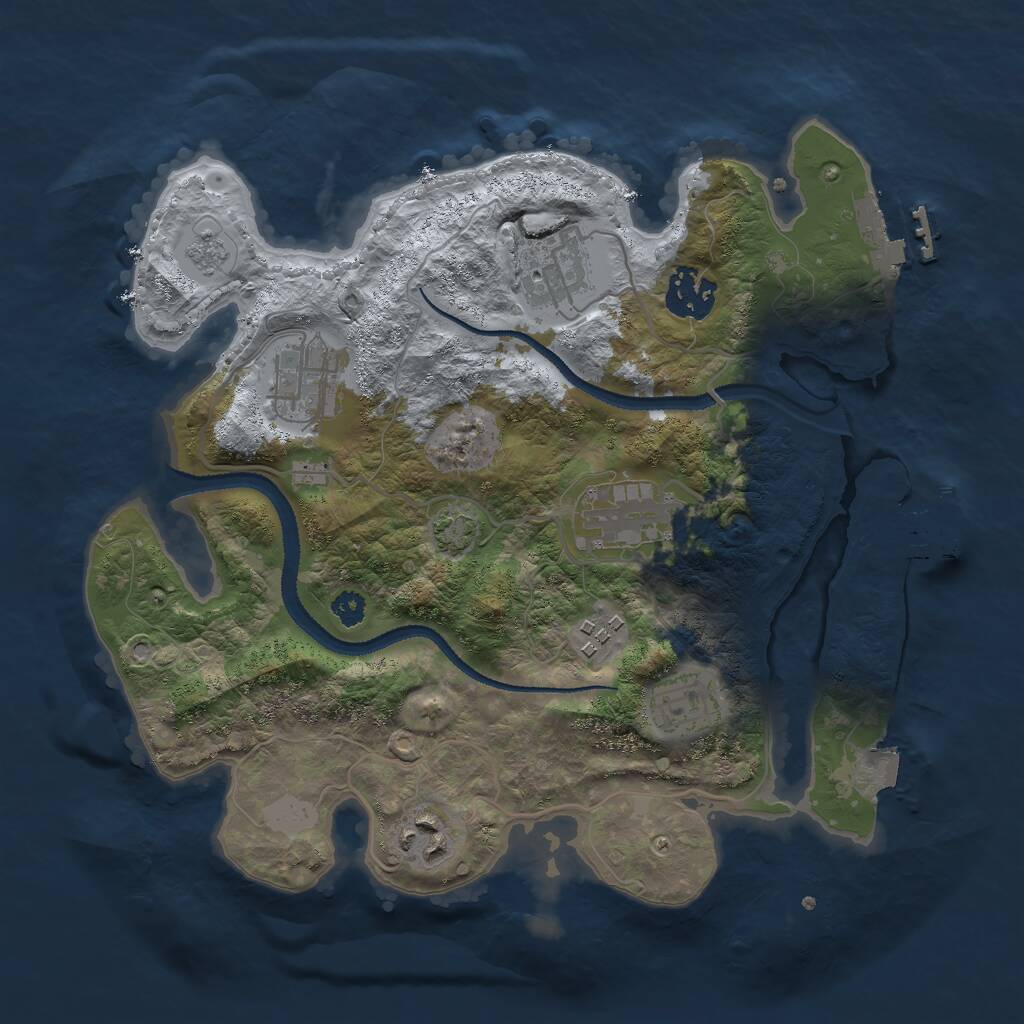 Rust Map: Procedural Map, Size: 3000, Seed: 1918252258, 12 Monuments