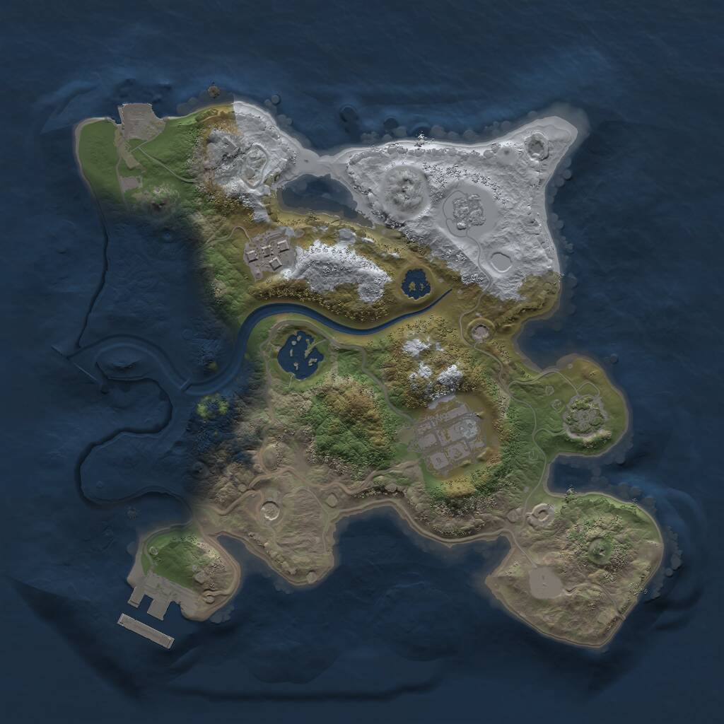 Rust Map: Procedural Map, Size: 2500, Seed: 676199341, 8 Monuments