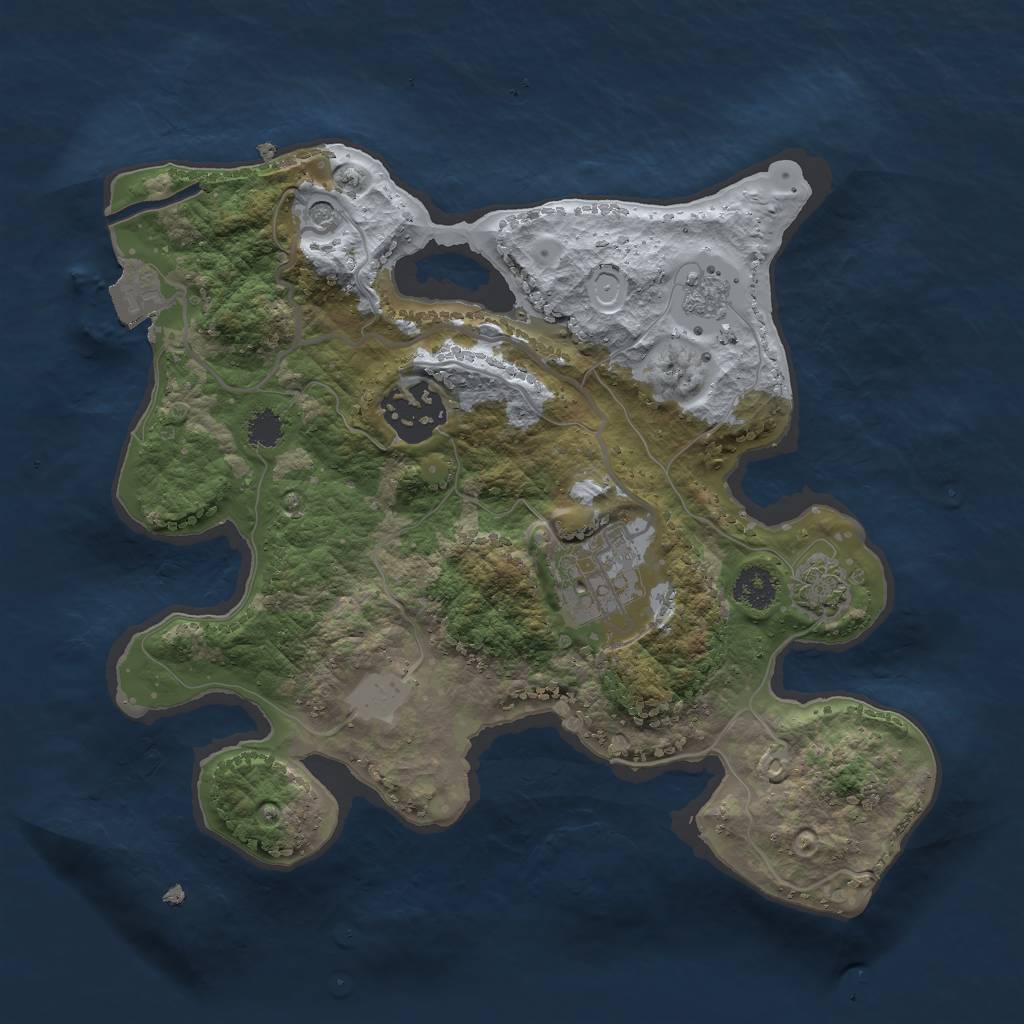 Rust Map: Procedural Map, Size: 2500, Seed: 676199341, 8 Monuments